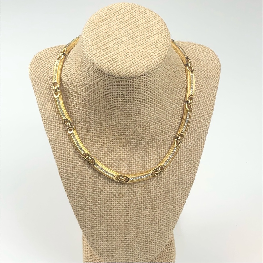 CHRISTIAN DIOR GOLD TONE AND RHINESTONE NECKLACE